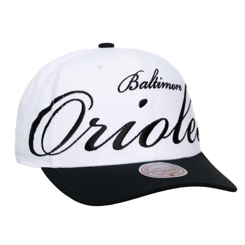 Baltimore Orioles Mitchell & Ness Unisex XL Script Pro Crown Snapback Hat | MLB Outlet