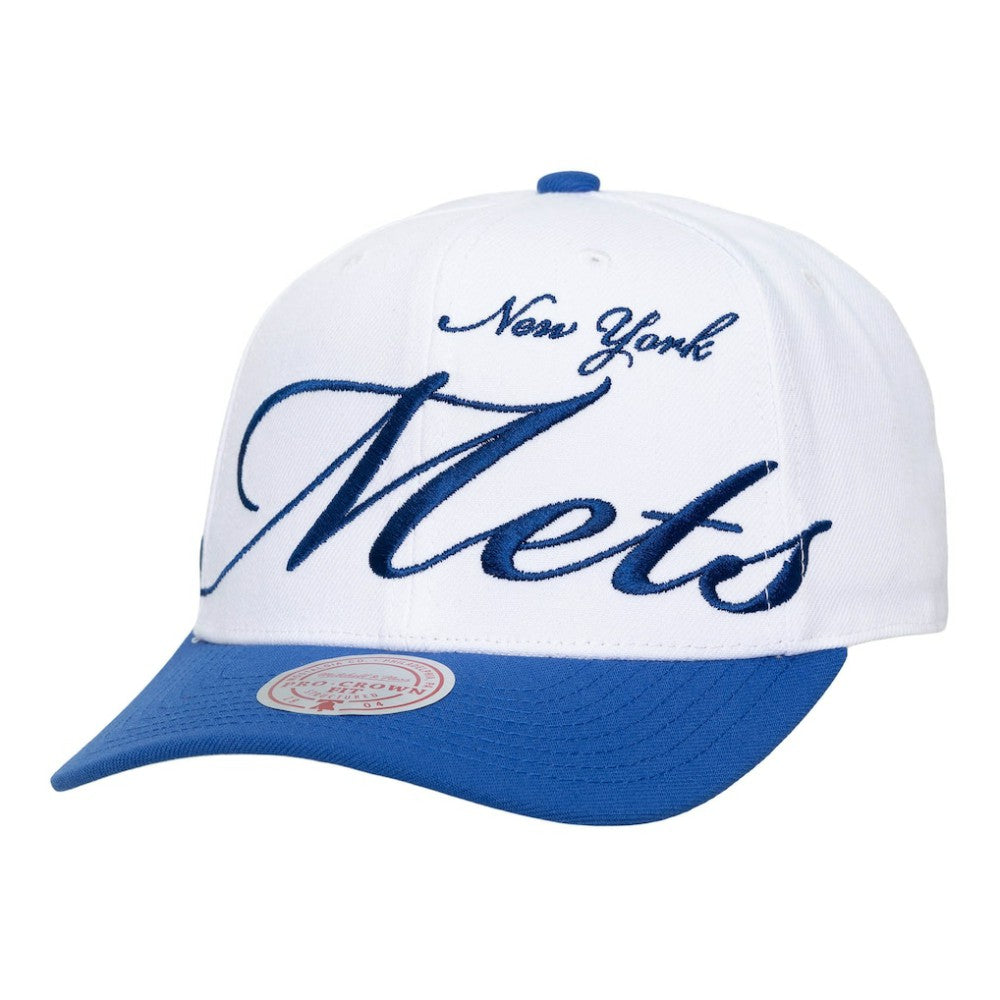 New York Mets Mitchell & Ness Unisex XL Script Pro Crown Snapback Hat | MLB Outlet