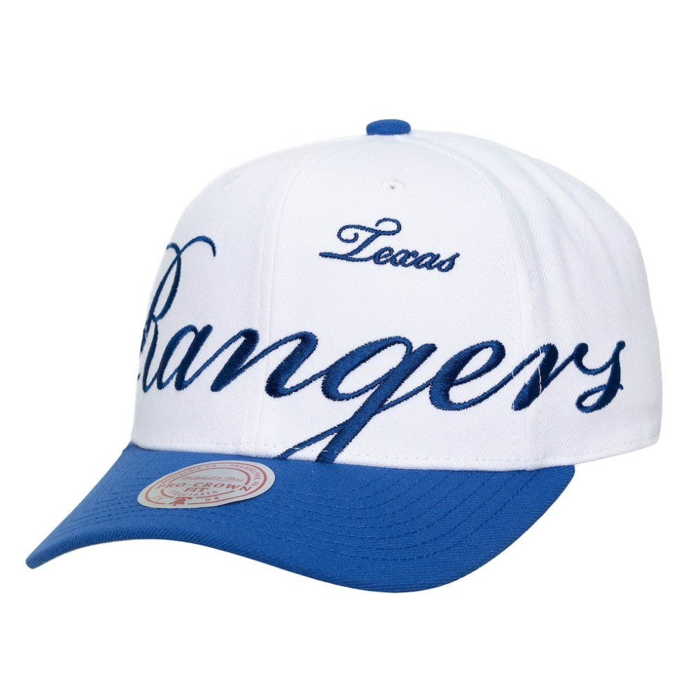 Texas Rangers Mitchell & Ness Unisex XL Script Pro Crown Adjustable Hat | MLB On Sale