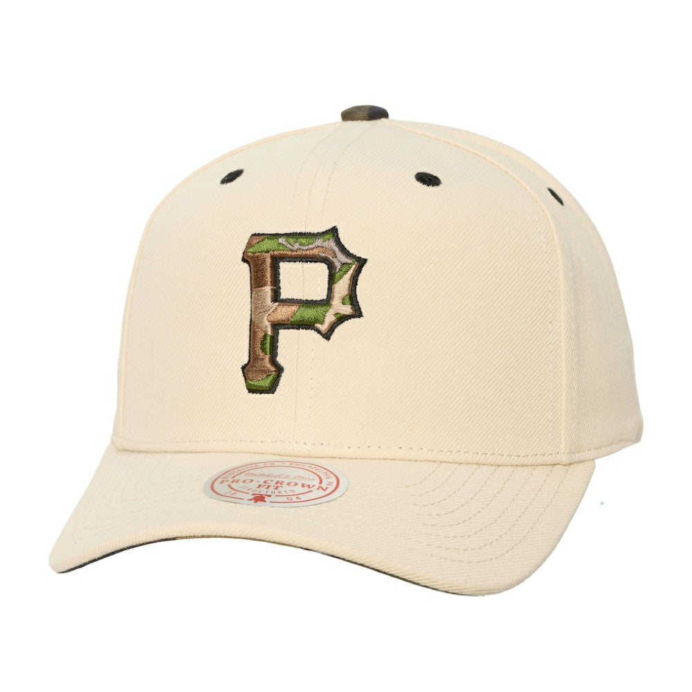 Pittsburgh Pirates Mitchell & Ness Unisex Camo Logo Pro Crown Snapback Hat | MLB Discount