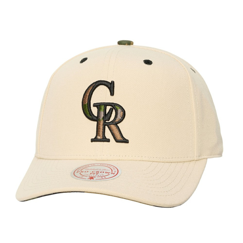 Colorado Rockies Mitchell & Ness Unisex Camo Logo Pro Crown Snapback Hat | MLB On Sale