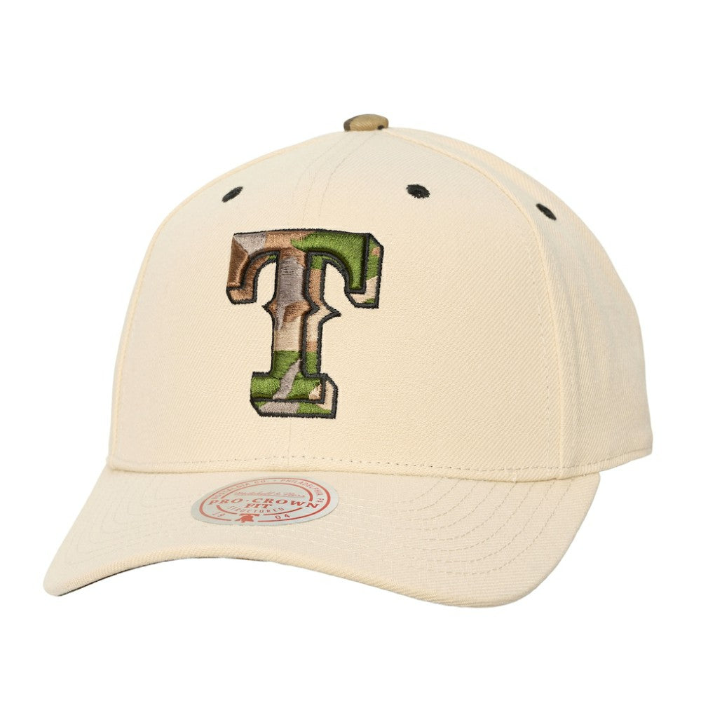 Texas Rangers Mitchell & Ness Unisex Camo Logo Pro Crown Snapback Hat | MLB Outlet