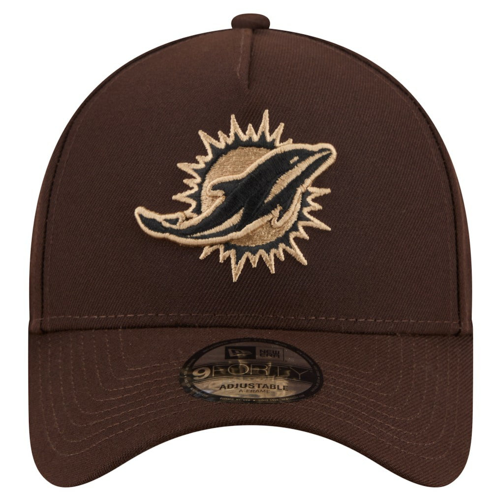 Miami Dolphins New Era Burnt Wood A-Frame 9FORTY Adjustable Hat