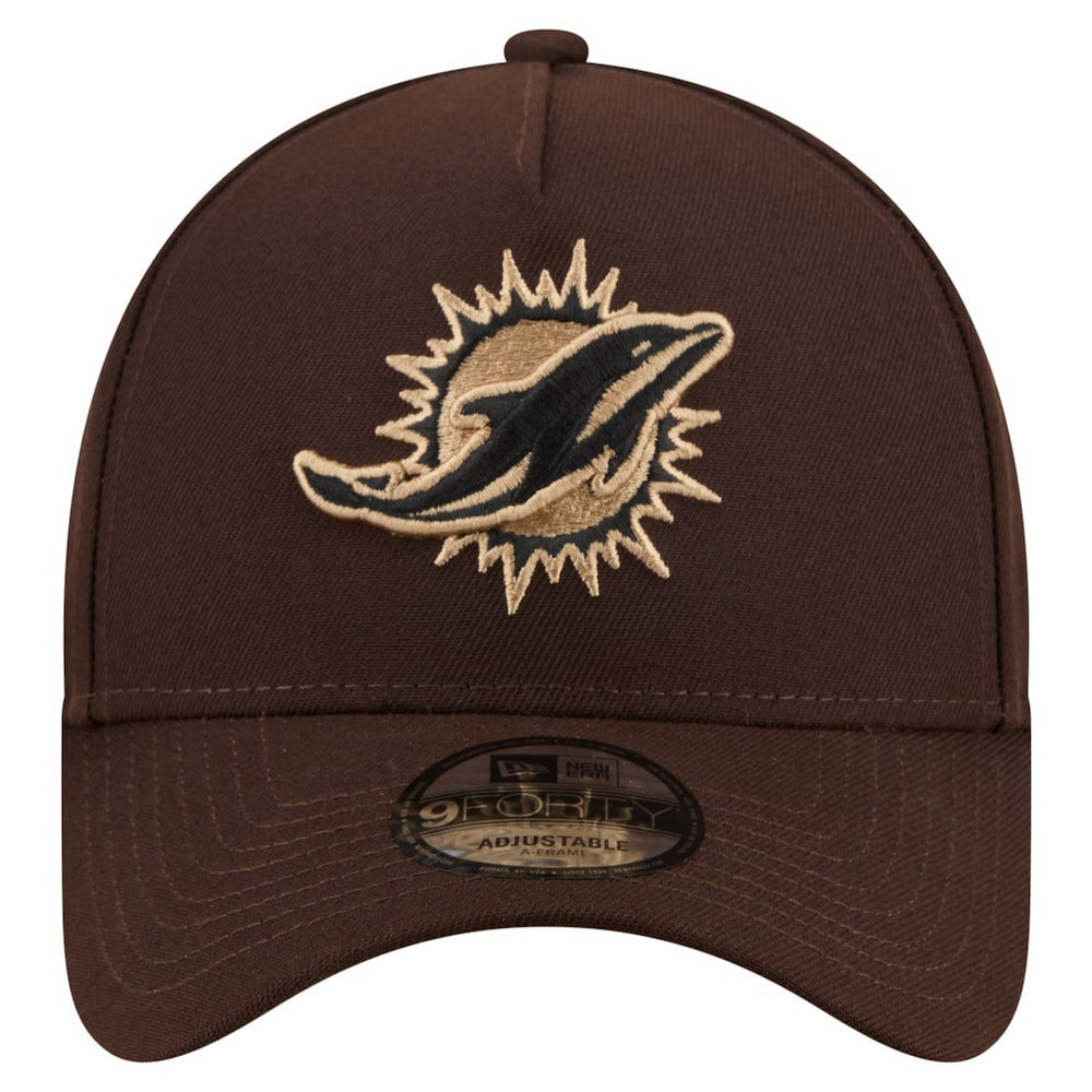 Miami Dolphins New Era Burnt Wood A-Frame 9FORTY Adjustable Hat