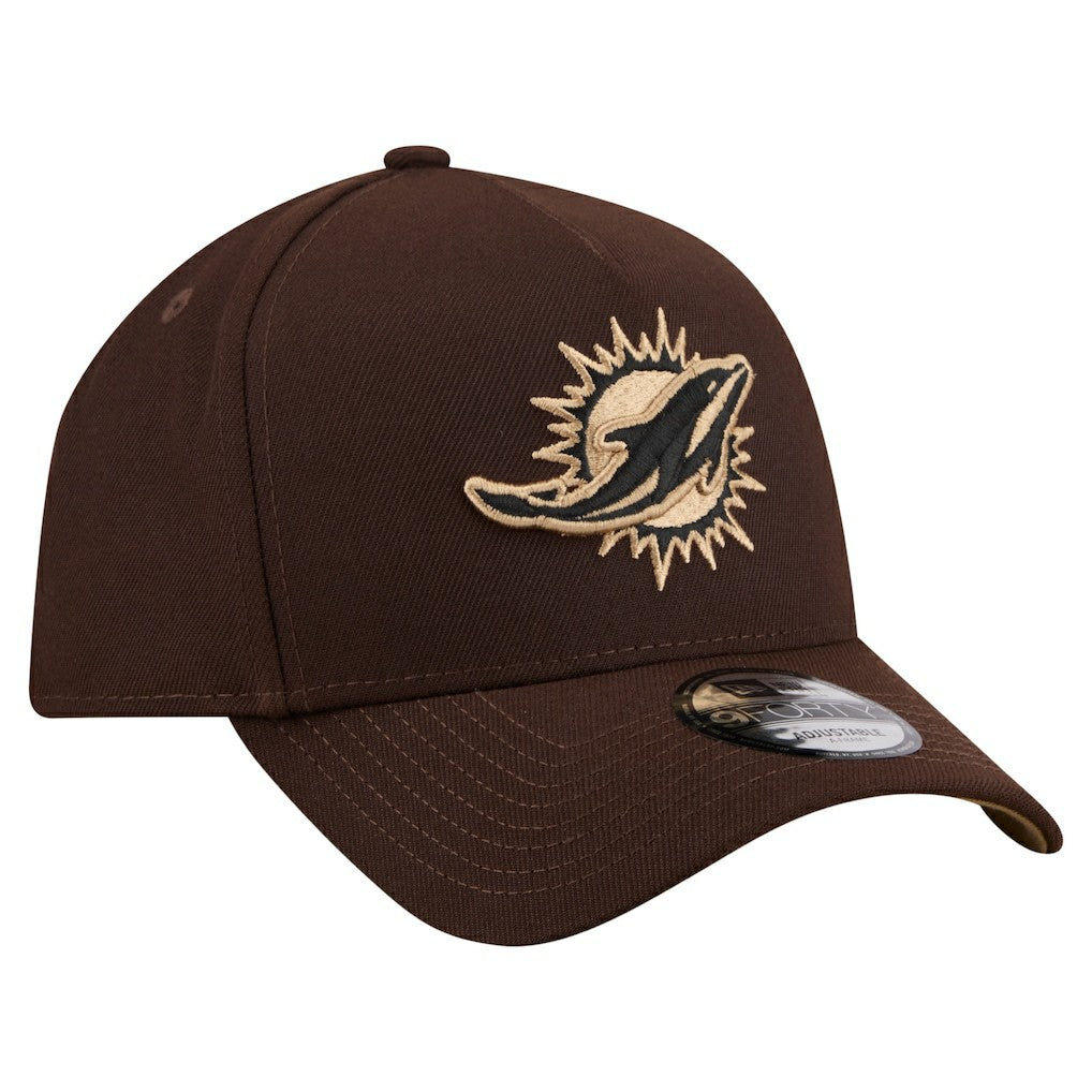 Miami Dolphins New Era Burnt Wood A-Frame 9FORTY Adjustable Hat