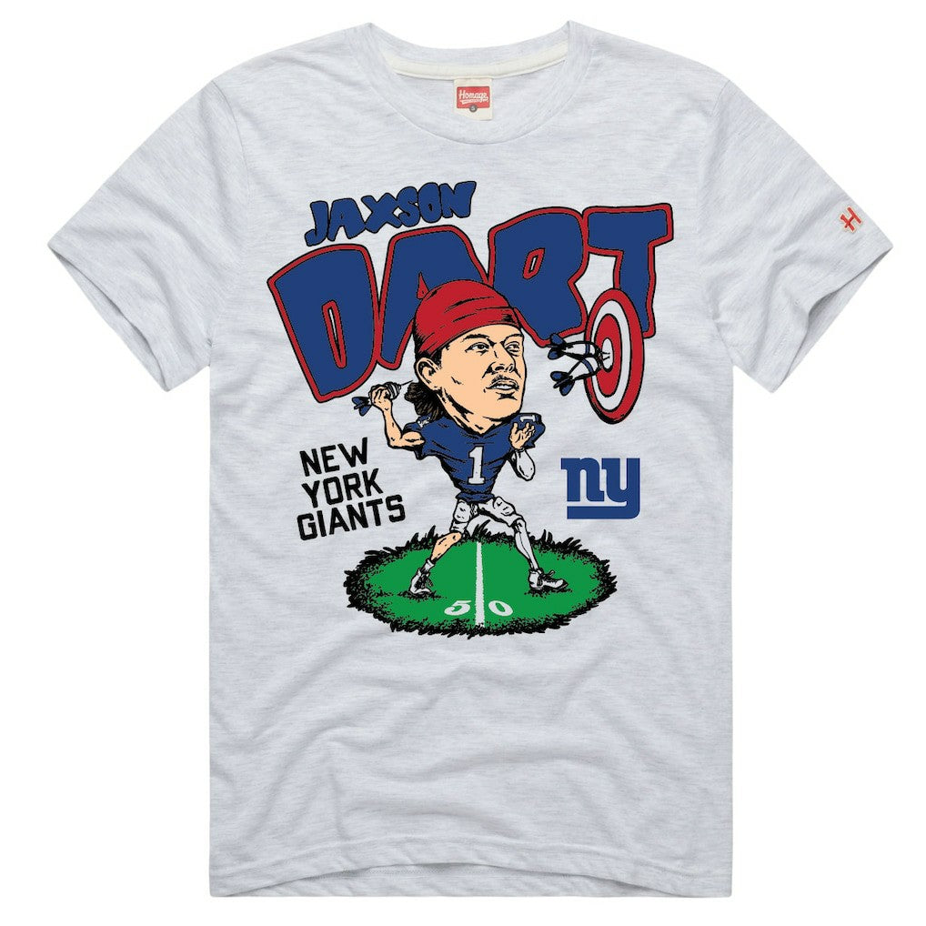 New York Giants  Jaxson Dart  Homage Unisex Caricature Player Graphic Tri-Blend T-Shirt