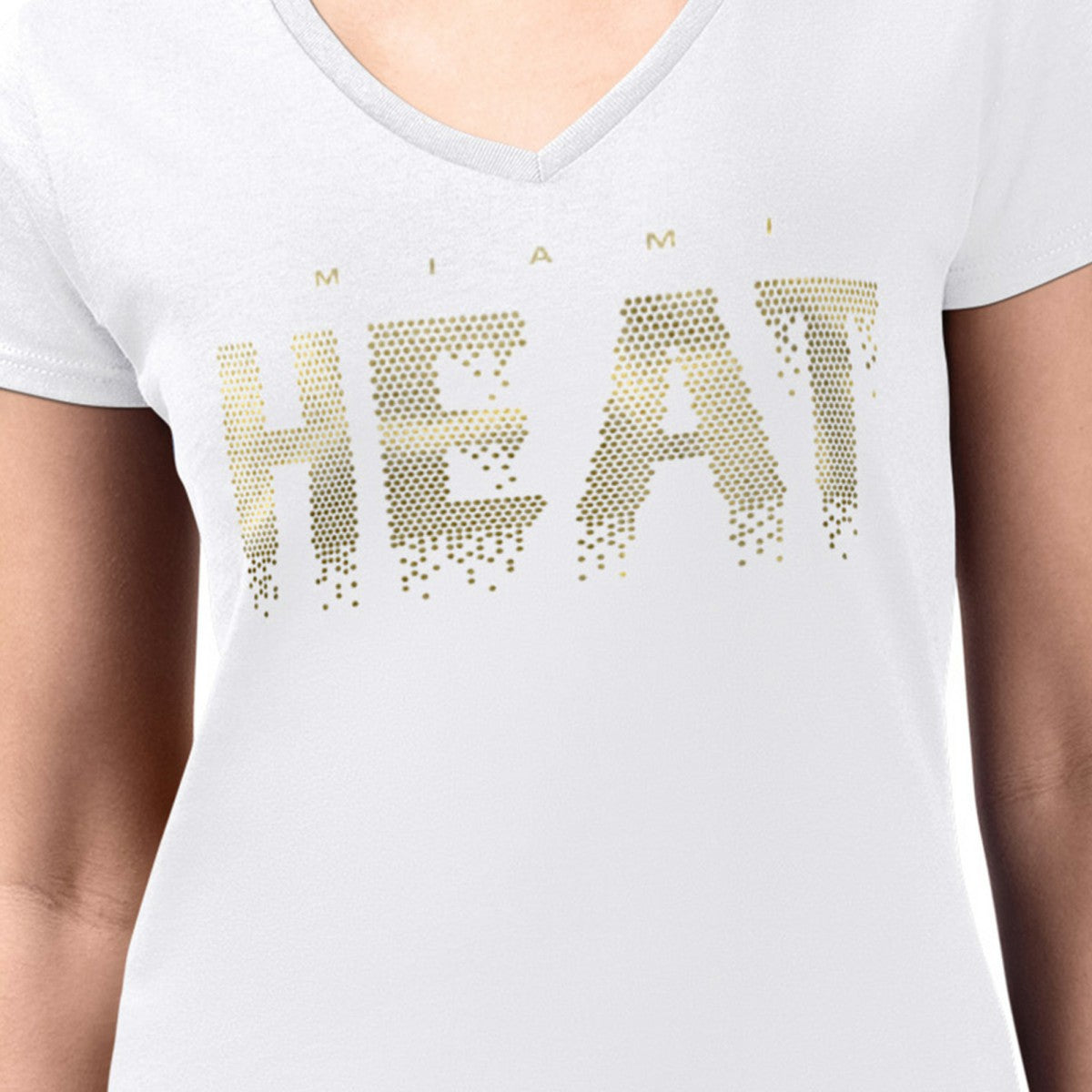 Miami Heat G-III 4Her by Carl Banks Women's Super-Slim-Fit Metallic Drop Lightweight V-Neck T-Shirt Online