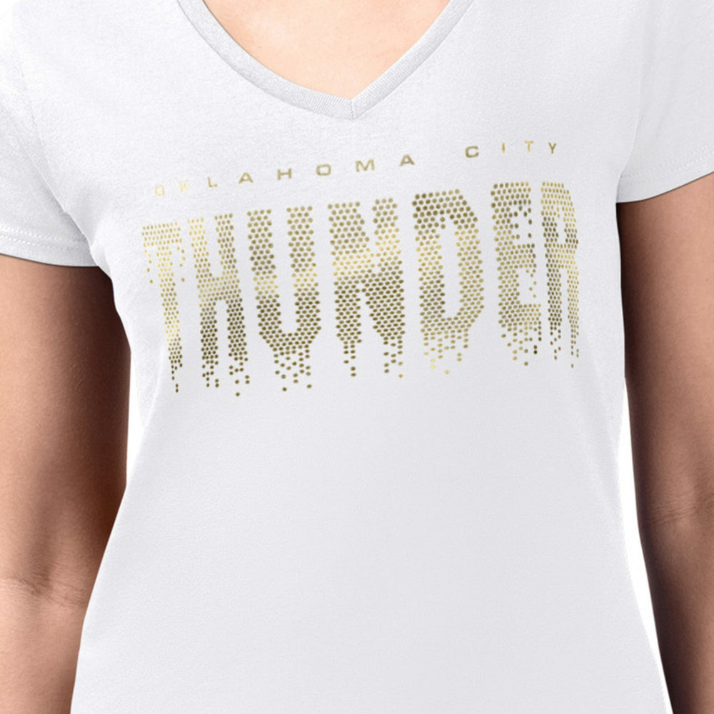Oklahoma City Thunder G-III 4Her by Carl Banks Women's Super-Slim-Fit Metallic Drop Lightweight V-Neck T-Shirt Discount