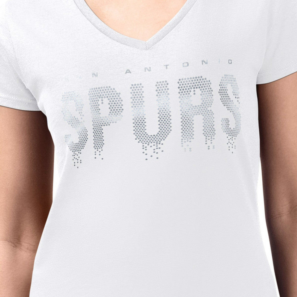 San Antonio Spurs G-III 4Her by Carl Banks Women's Super-Slim-Fit Metallic Drop Lightweight V-Neck T-Shirt Discount