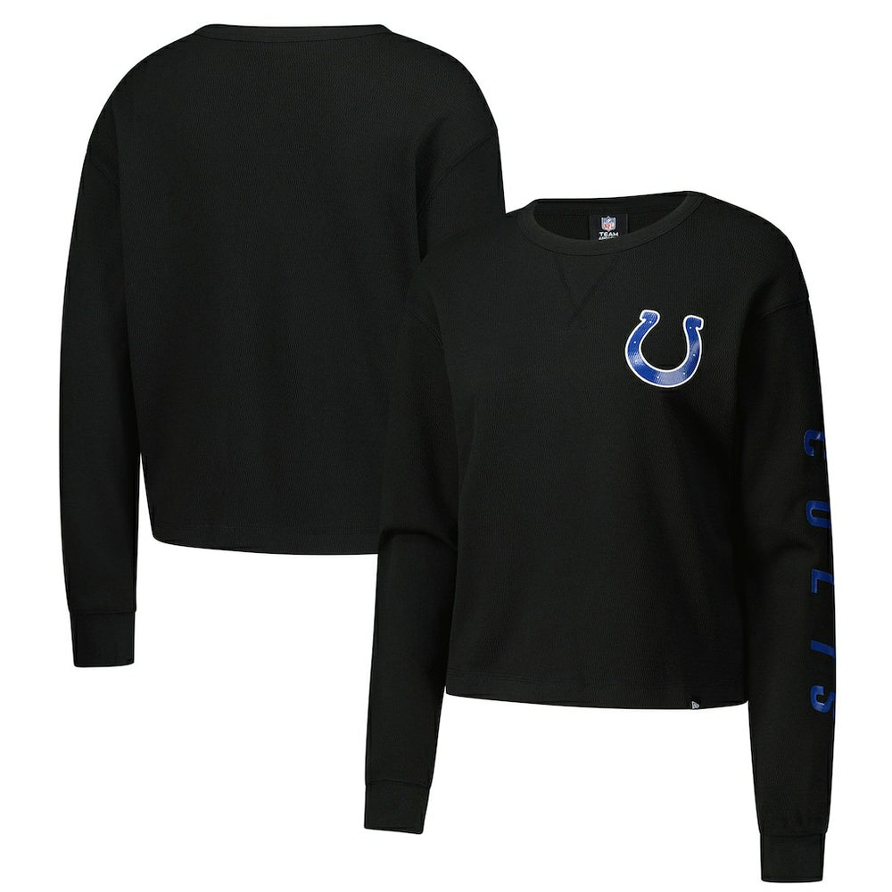 Indianapolis Colts New Era Women's Sport Night Thermal Long Sleeve Cropped T-Shirt