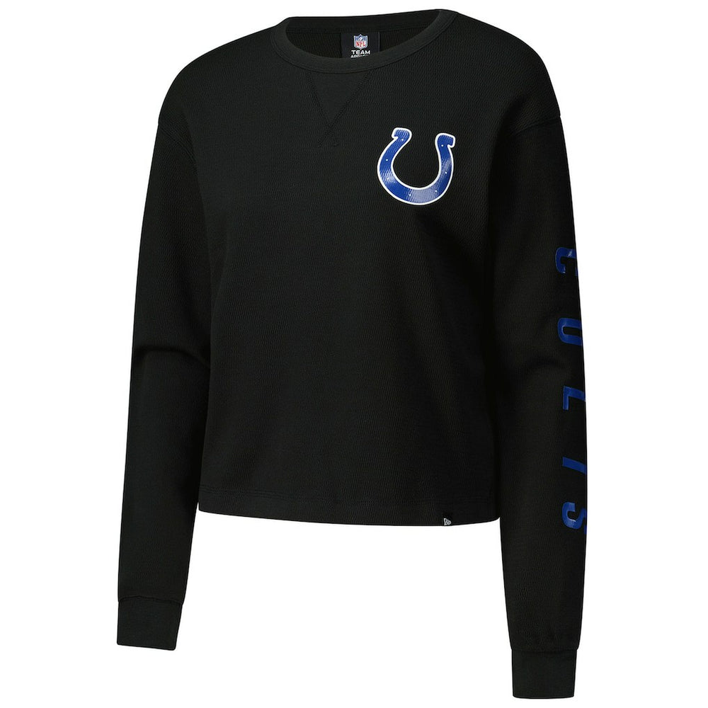Indianapolis Colts New Era Women's Sport Night Thermal Long Sleeve Cropped T-Shirt