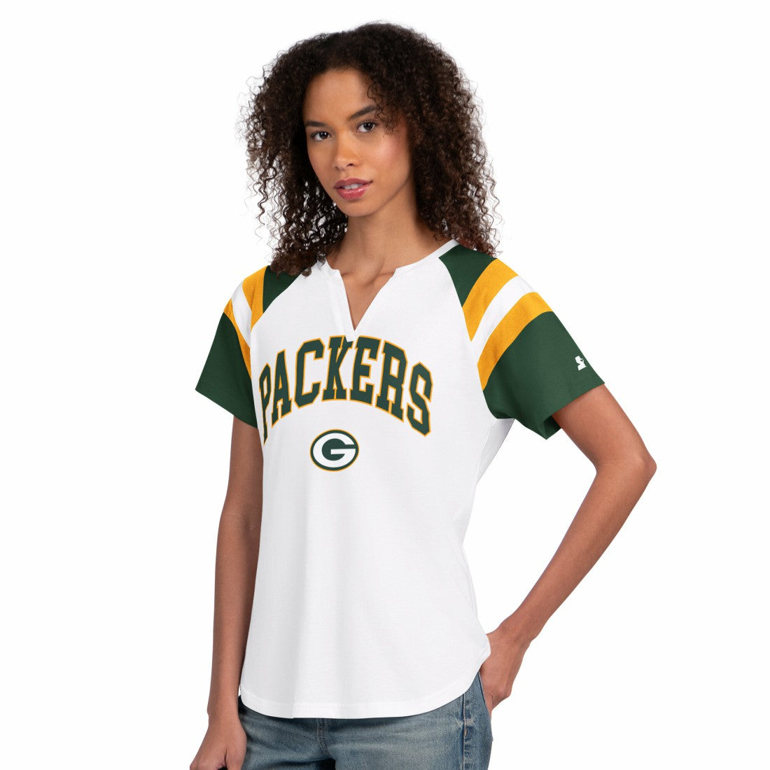 Green Bay Packers  Starter Women's Game On Notch Neck T-Shirt