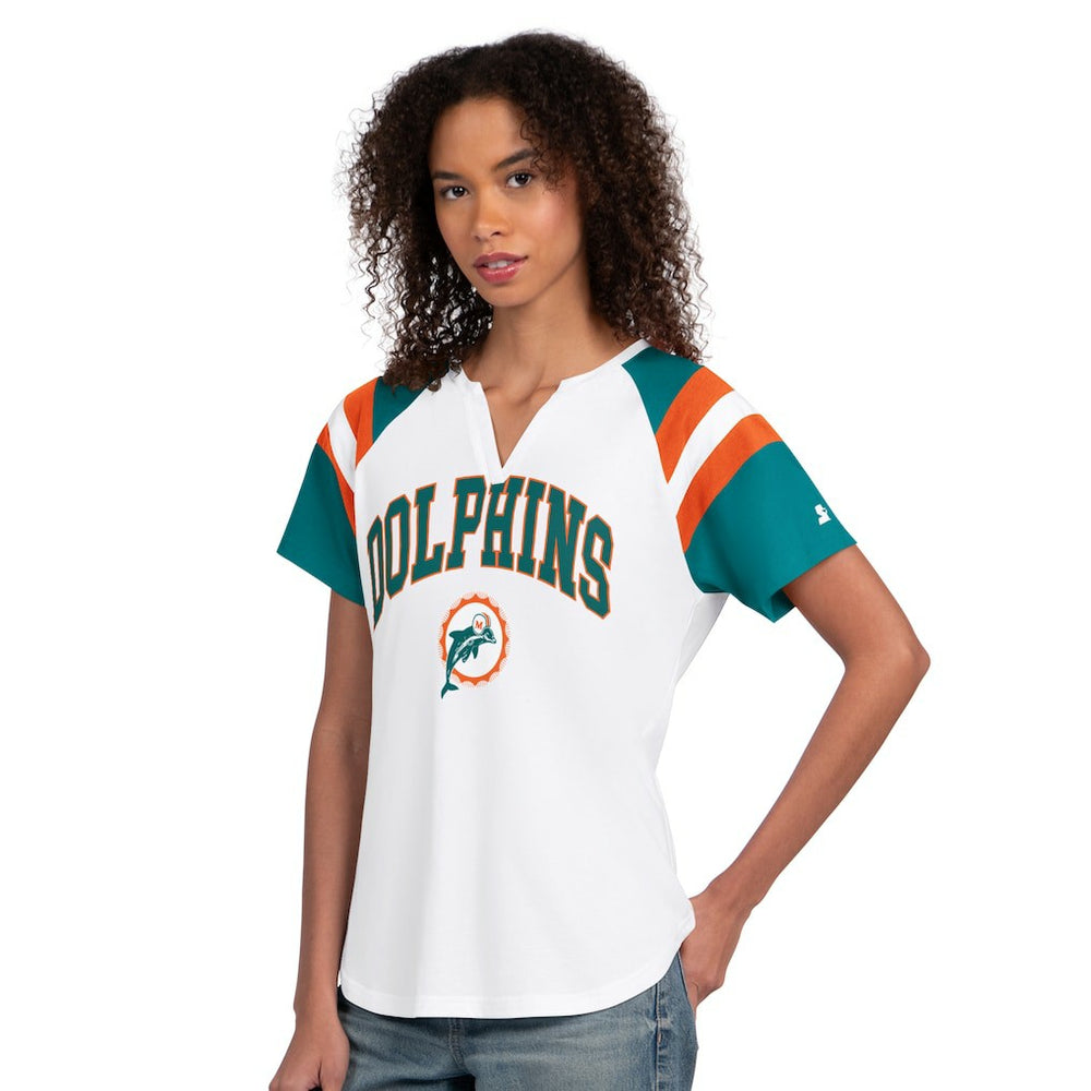 Miami Dolphins  Starter Women's Game On Notch Neck T-Shirt
