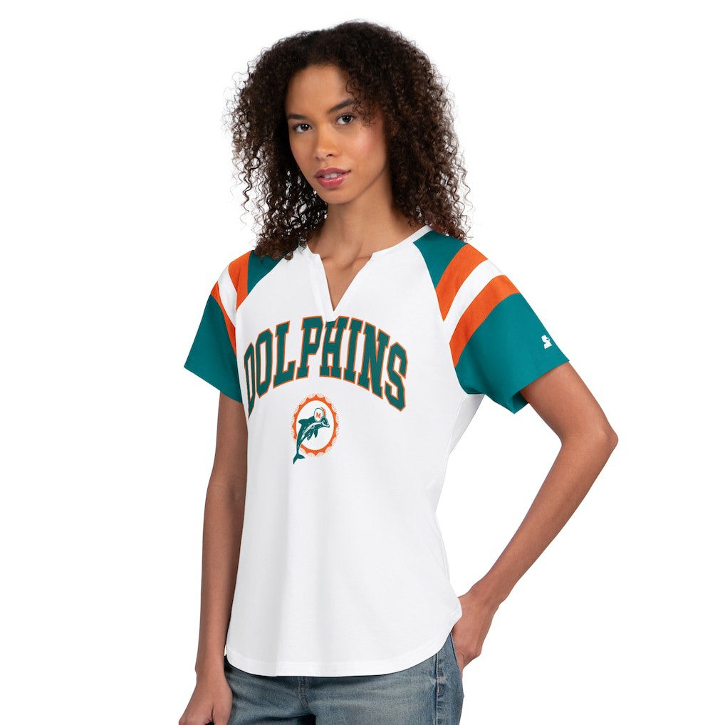 Miami Dolphins  Starter Women's Game On Notch Neck T-Shirt
