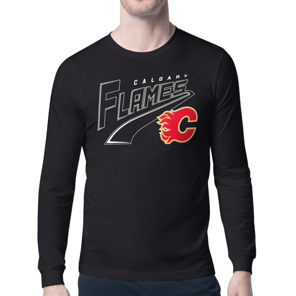 Calgary Flames Starter Modern Tailsweep Long Sleeve T-Shirt For Sale