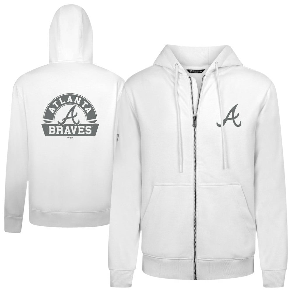 Atlanta Braves Levelwear Podium Chenille Logo Full-Zip Hoodie | MLB For sale