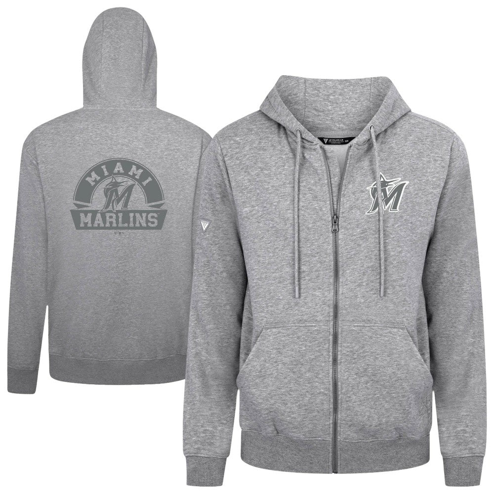 Miami Marlins Levelwear Podium Chenille Logo Full-Zip Hoodie | MLB New
