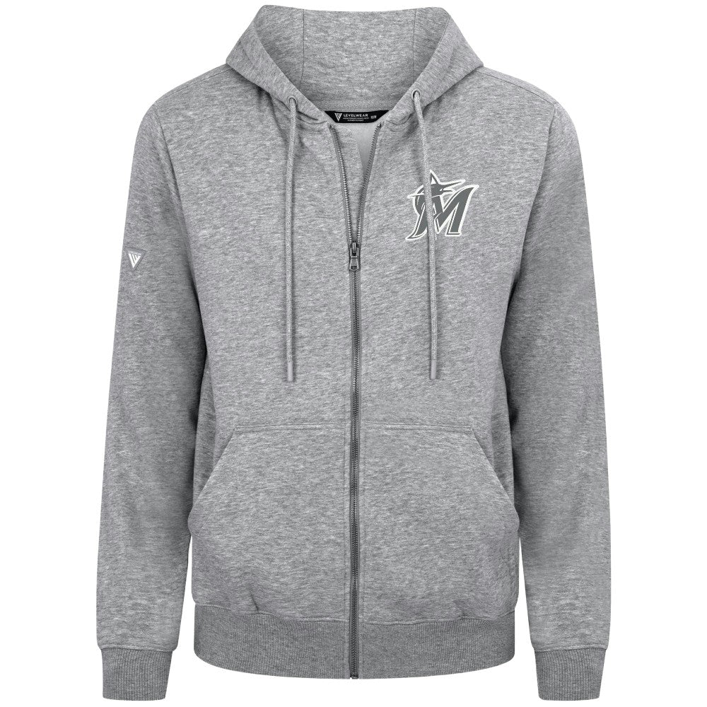 Miami Marlins Levelwear Podium Chenille Logo Full-Zip Hoodie | MLB New