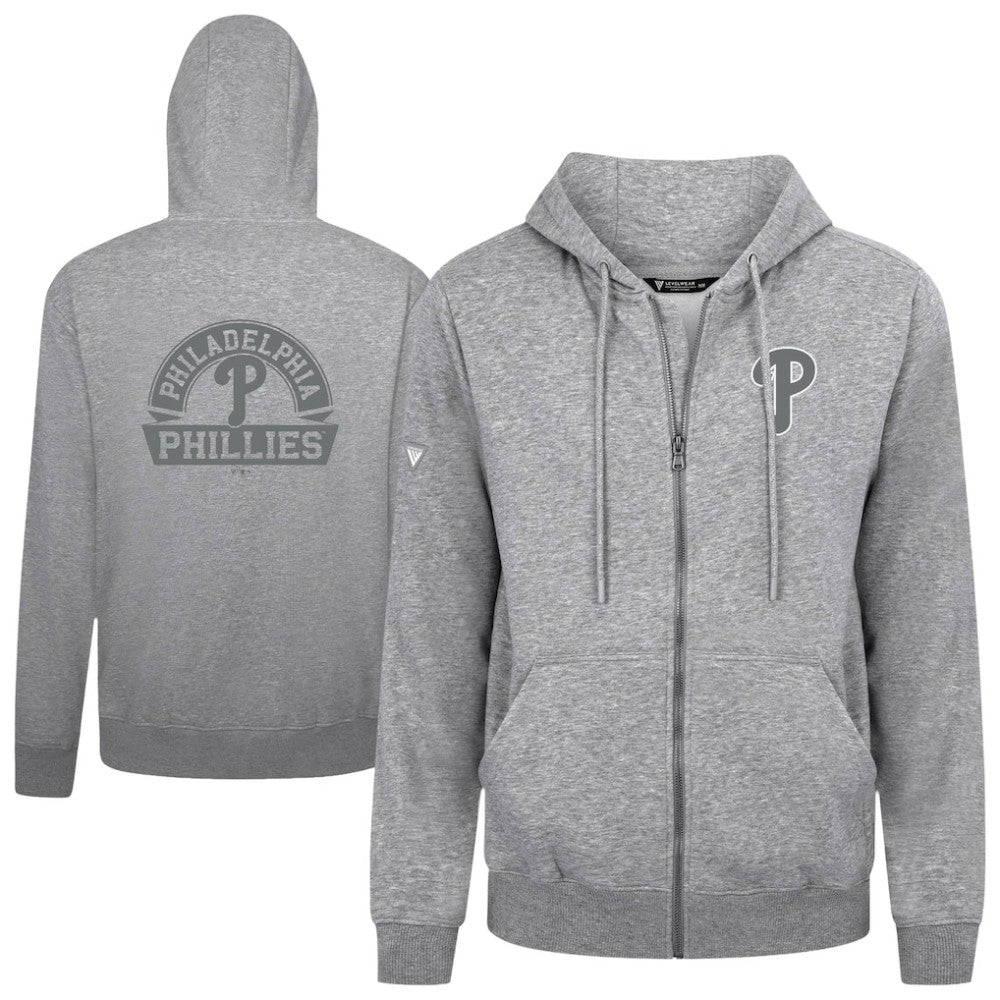 Philadelphia Phillies Levelwear Podium Banner Arch Full-Zip Hoodie | MLB Outlet