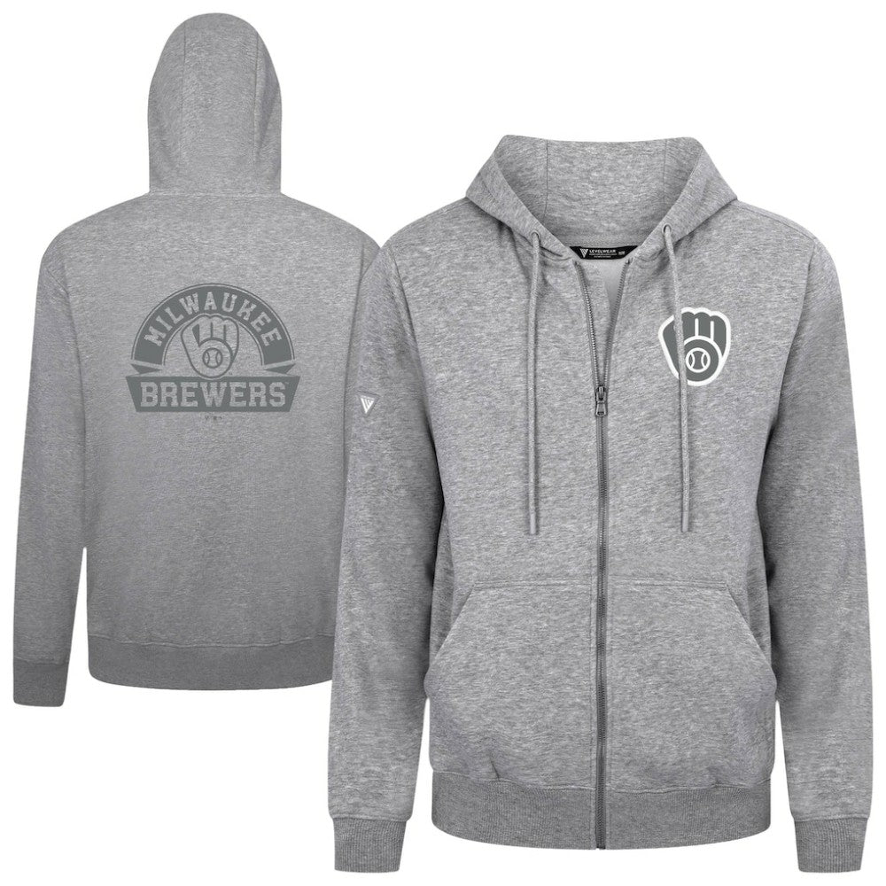 Milwaukee Brewers Levelwear Podium Banner Arch Full-Zip Hoodie | MLB New