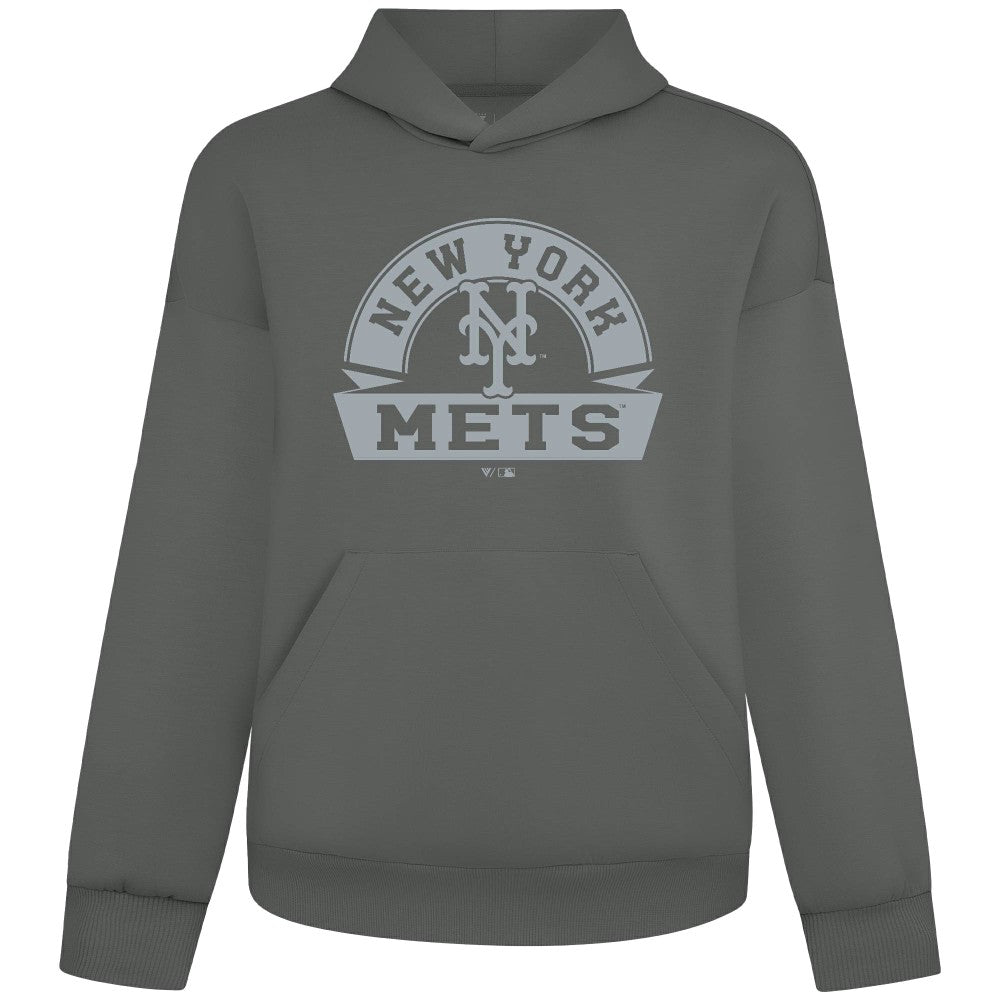 New York Mets Levelwear Luxe Signature Banner Arch Tri-Blend Hoodie | MLB On Sale