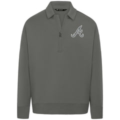 Atlanta Braves Levelwear Luxe Signature Quarter-Zip Chenille Logo Tri-Blend Sweatshirt | MLB Discount