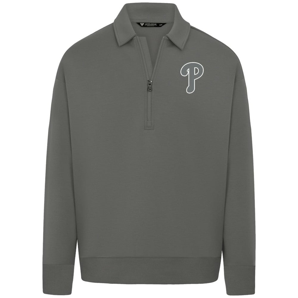 Philadelphia Phillies Levelwear Luxe Signature Quarter-Zip Chenille Logo Tri-Blend Sweatshirt | MLB Online