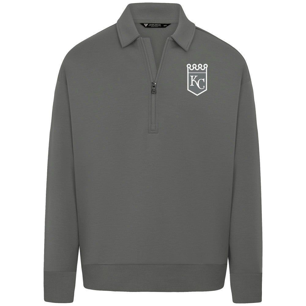 Kansas City Royals Levelwear Luxe Signature Quarter-Zip Chenille Logo Tri-Blend Sweatshirt | MLB New