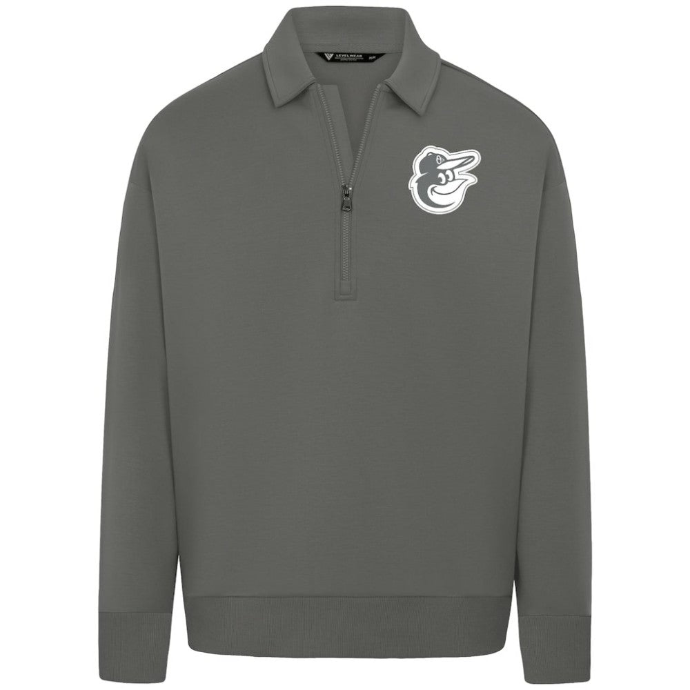 Baltimore Orioles Levelwear Luxe Signature Quarter-Zip Chenille Logo Tri-Blend Sweatshirt | MLB Outlet
