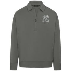 New York Yankees Levelwear Luxe Signature Quarter-Zip Chenille Logo Tri-Blend Sweatshirt | MLB Shop