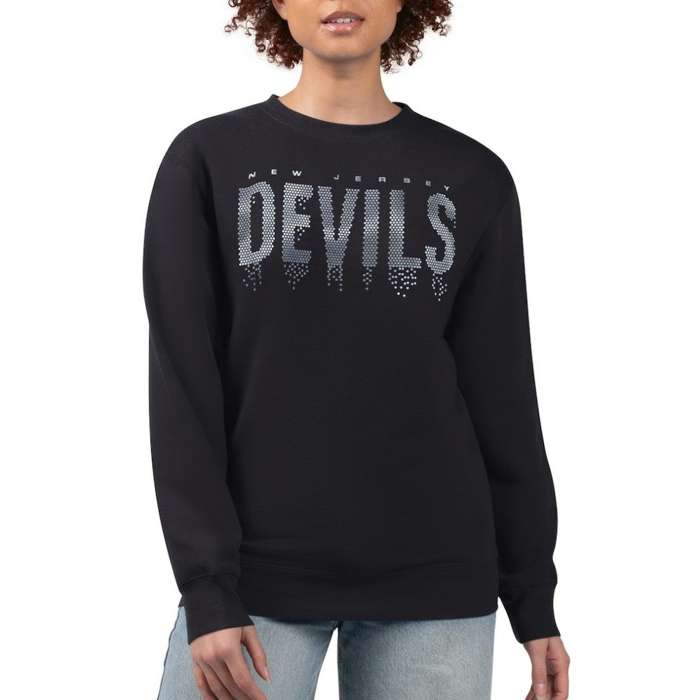 New Jersey Devils G-III 4Her by Carl Banks Women's Metallic Drop Printed Fleece Sweatshirt On Sale