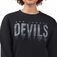 New Jersey Devils G-III 4Her by Carl Banks Women's Metallic Drop Printed Fleece Sweatshirt On Sale