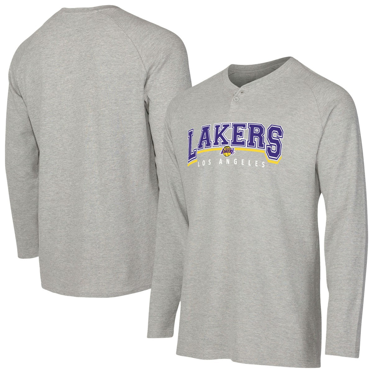 Los Angeles Lakers Concepts Sport Hawthorn Thermal Knit Long Sleeve Henley T-Shirt On Sale