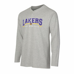Los Angeles Lakers Concepts Sport Hawthorn Thermal Knit Long Sleeve Henley T-Shirt On Sale