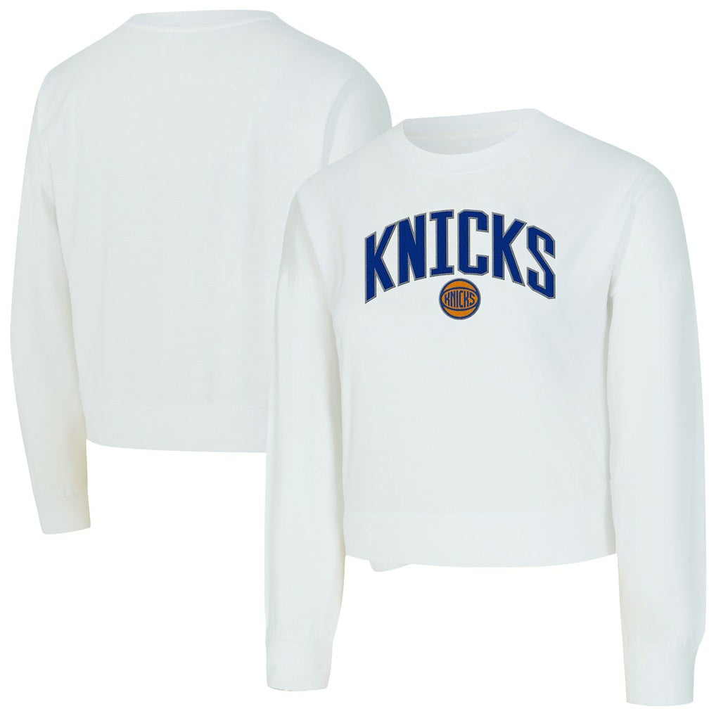 New York Knicks Concepts Sport Women's Laney Chenille Cropped Long Sleeve T-Shirt On Sale