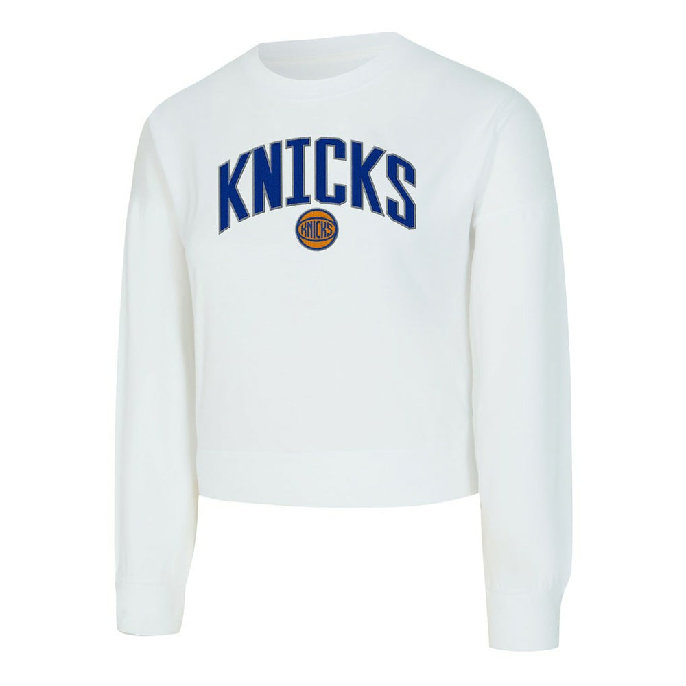 New York Knicks Concepts Sport Women's Laney Chenille Cropped Long Sleeve T-Shirt On Sale