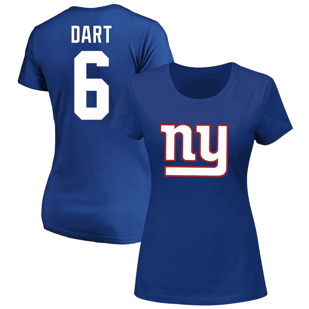 New York Giants Fanatics Jaxson Dart  Women's Plus Size Name & Number Scoop Neck T-Shirt