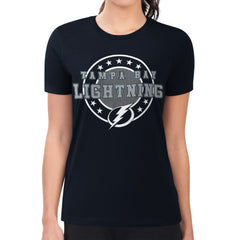 Tampa Bay Lightning G-III 4Her by Carl Banks Women's Super-Slim Lightweight Pinstripe Circle Graphic T-Shirt For Sale