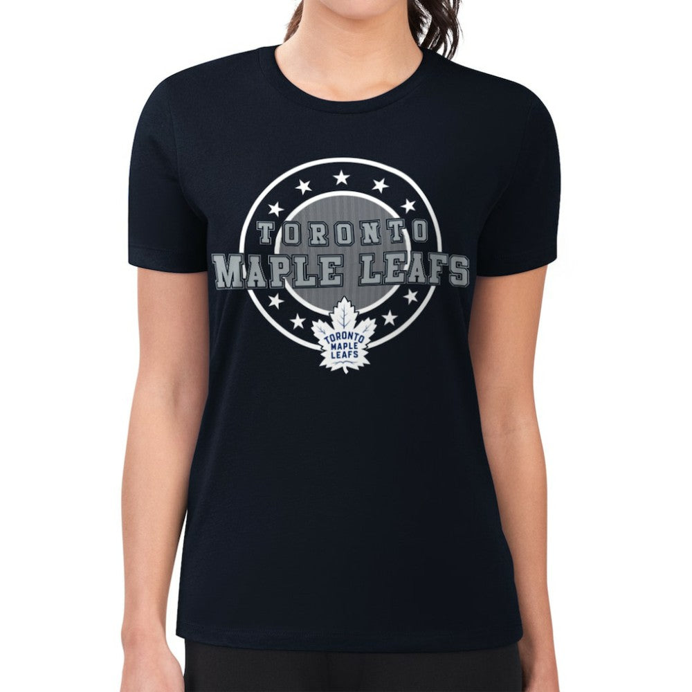 Toronto Maple Leafs G-III 4Her by Carl Banks Women's Super-Slim Lightweight Pinstripe Circle Graphic T-Shirt Outlet