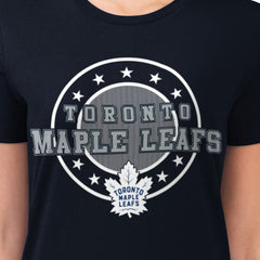 Toronto Maple Leafs G-III 4Her by Carl Banks Women's Super-Slim Lightweight Pinstripe Circle Graphic T-Shirt Outlet