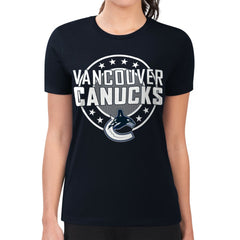 Vancouver Canucks G-III 4Her by Carl Banks Women's Super-Slim Lightweight Pinstripe Circle Graphic T-Shirt Online