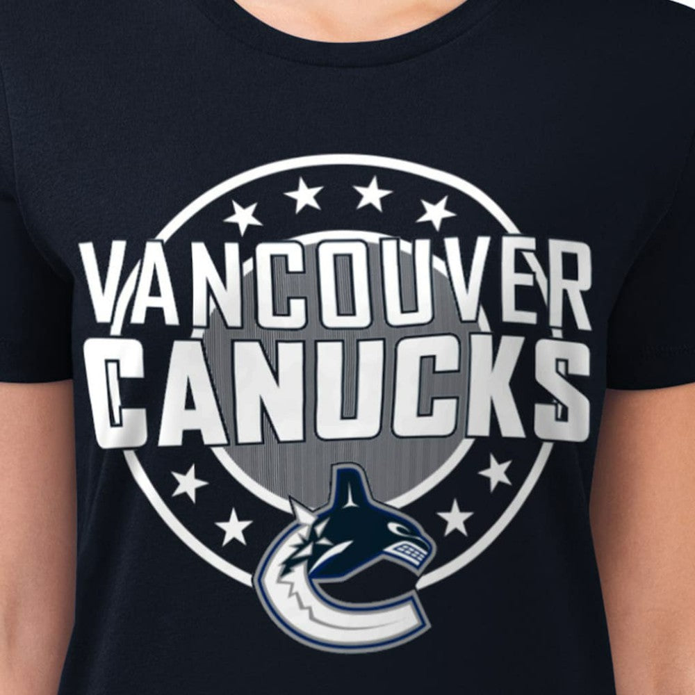 Vancouver Canucks G-III 4Her by Carl Banks Women's Super-Slim Lightweight Pinstripe Circle Graphic T-Shirt Online