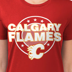 Calgary Flames G-III 4Her by Carl Banks Women's Super-Slim Lightweight Pinstripe Circle Graphic T-Shirt Online