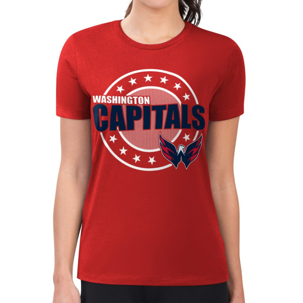 Washington Capitals G-III 4Her by Carl Banks Women's Super-Slim Lightweight Pinstripe Circle Graphic T-Shirt On Sale