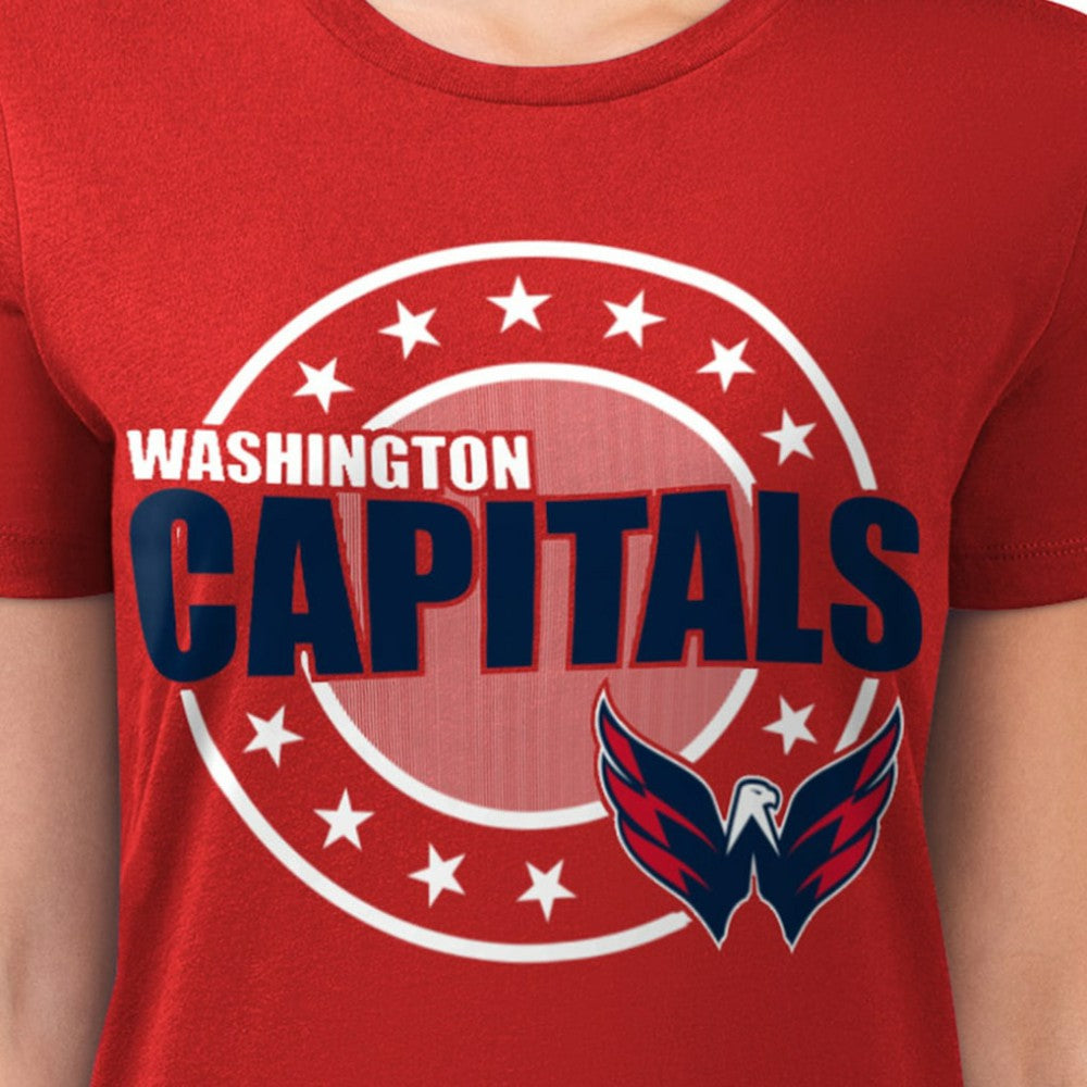 Washington Capitals G-III 4Her by Carl Banks Women's Super-Slim Lightweight Pinstripe Circle Graphic T-Shirt On Sale