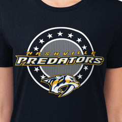 Nashville Predators G-III 4Her by Carl Banks Women's Super-Slim Lightweight Pinstripe Circle Graphic T-Shirt Outlet