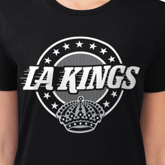 Los Angeles Kings G-III 4Her by Carl Banks Women's Super-Slim Lightweight Pinstripe Circle Graphic T-Shirt On Sale