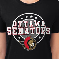 Ottawa Senators G-III 4Her by Carl Banks Women's Super-Slim Lightweight Pinstripe Circle Graphic T-Shirt Sale