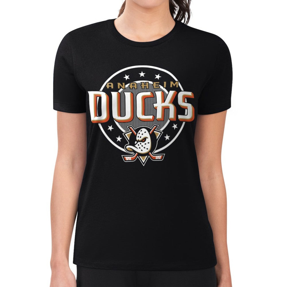 Anaheim Ducks G-III 4Her by Carl Banks Women's Super-Slim Lightweight Pinstripe Circle Graphic T-Shirt On Sale
