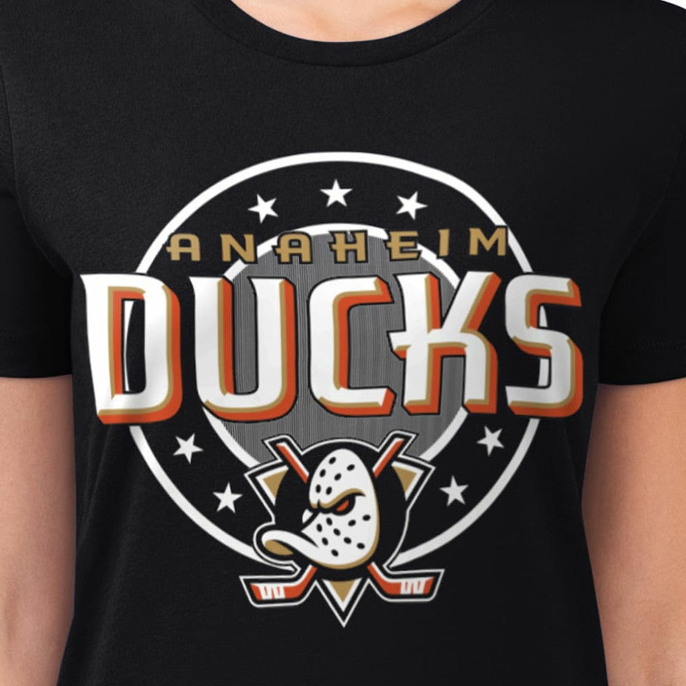 Anaheim Ducks G-III 4Her by Carl Banks Women's Super-Slim Lightweight Pinstripe Circle Graphic T-Shirt On Sale